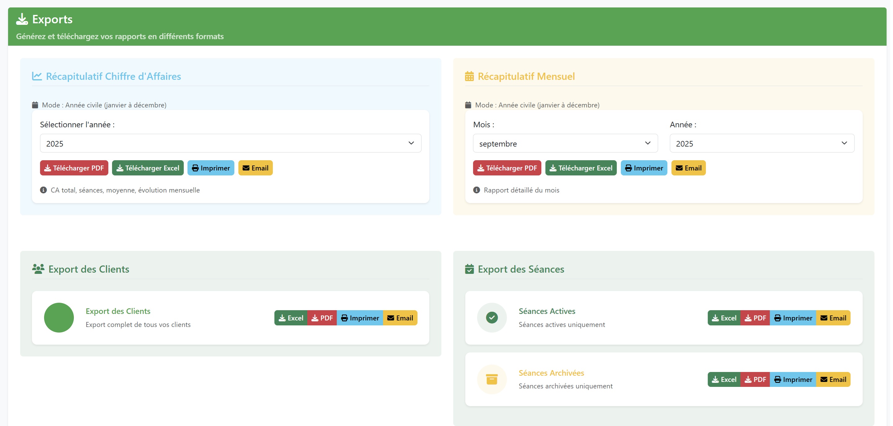 Module d'export des données du cabinet
